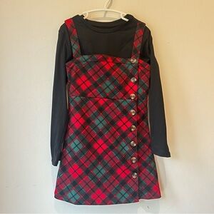 🌼 5/$25 Girls Holiday Plaid Dress Layered Top 6X Monkey Bars Tartan Christmas